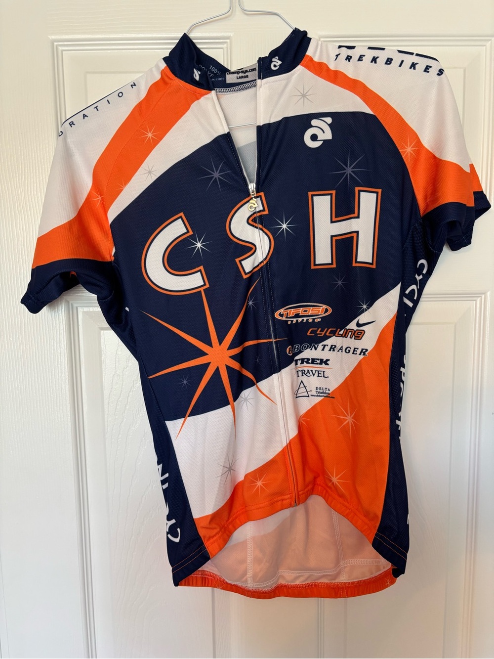 Men's Navy and Orange Vintage Cycling shirt - Performance Fit